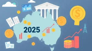 تورم استرالیا در سال 2025 تصویر نقشه استرالیا و عدد 2025