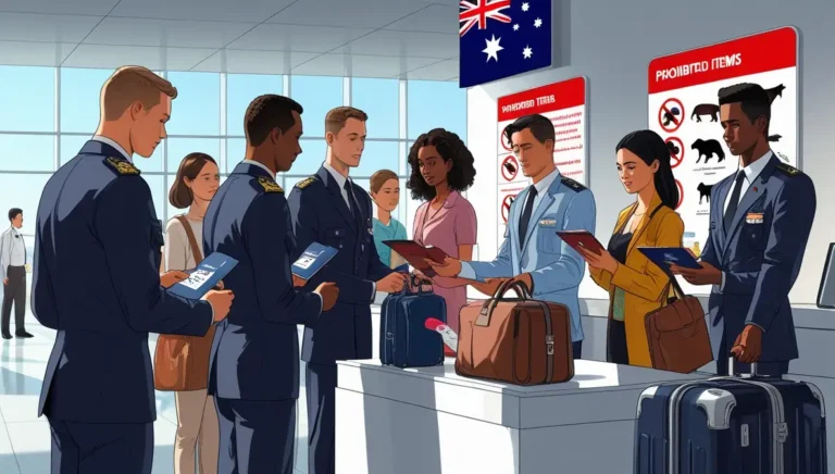 تصویر شاخص کالاهای ممنوعه در ورود به استرالیا تصویر چند مرد و زن در فرودگاه