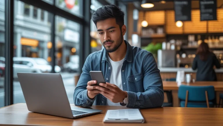 تصویر یک دانشجو در کافه در حال درس خواندن تصویر مطلب هزینه زندگی دانشجویی در استرالیا 2025