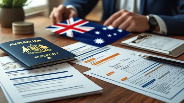 تصویر پرچم و پاسپورت استرالیا در مطلب ویزای 482 استرالیا