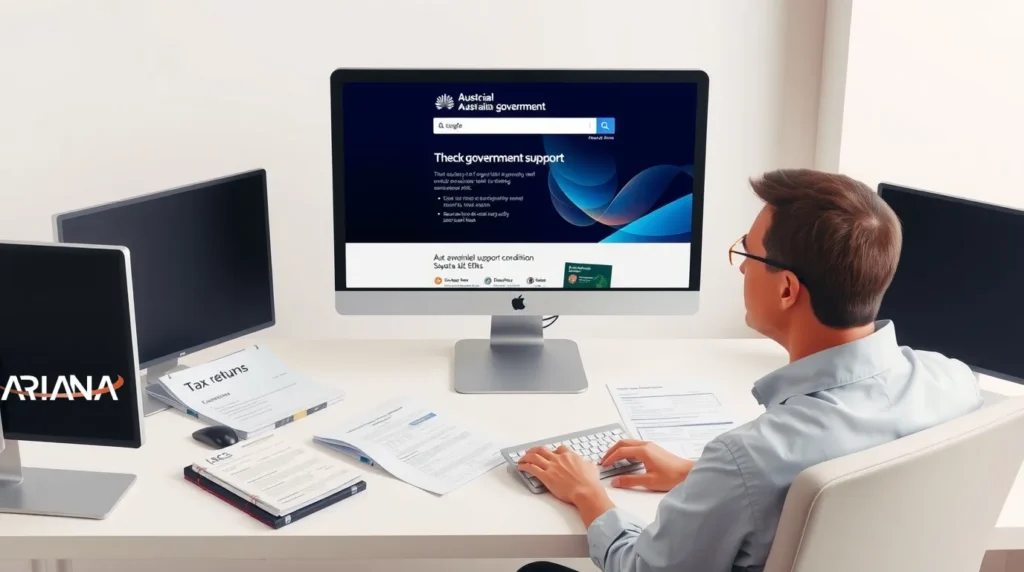 تصویر یک مرد پشت کامپیوتر در مطلب سنترلینک استرالیا