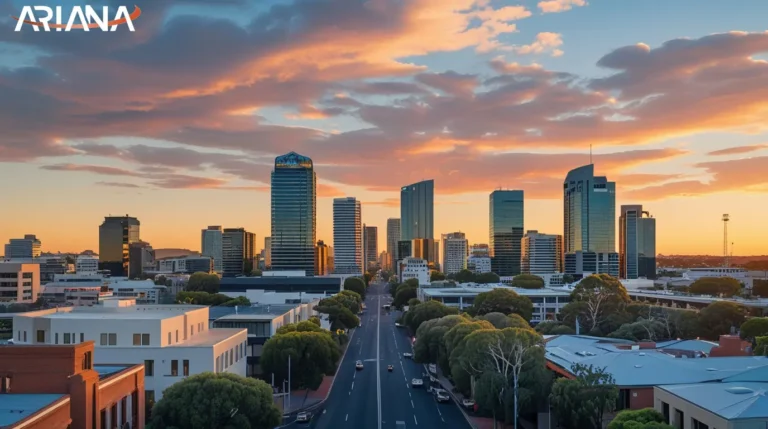 تصویر یک شهر با آسمنا خراش در مطلب شهر های ارزان استرالیا برای زندگی