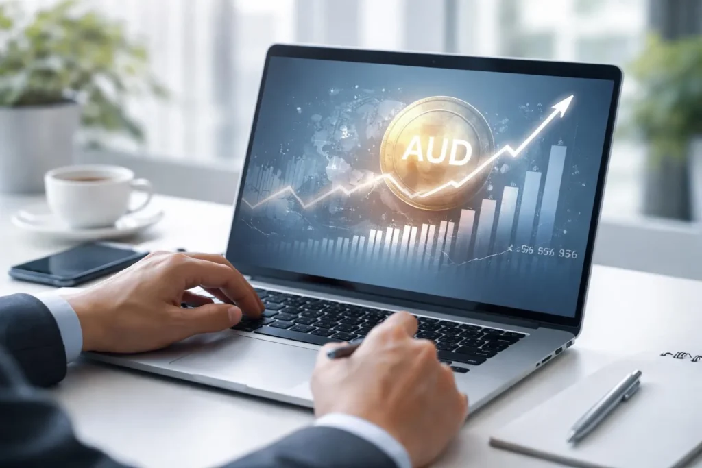 تصویر یک لپ تاپ که در آن نمودار دلار استرالیا نمایش داده شده در مطلب سیستم ANZSCO استرالیا
