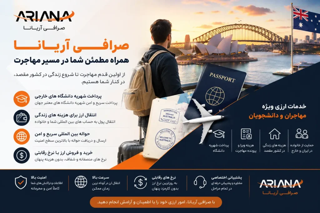 تصویر کمک های صرافی آریانا در مسیر مهاجرت در مطلب بهترین روش مهاجرت به استرالیا